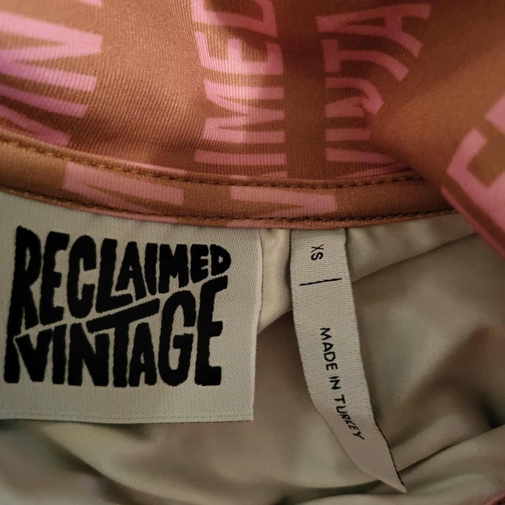 ASOS Reclaimed Vintage Set Button Down Tie Mini Skirt A Line Pink Mauve - Picture 4 of 12